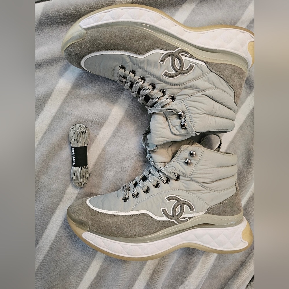 Chanel Gray High-Top Sneakers